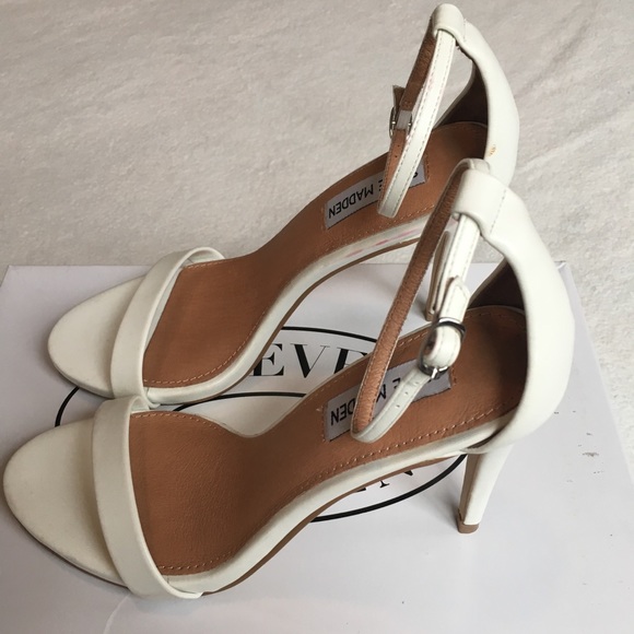Steve Madden White Stecy Heels Sandals - Picture 5 of 8